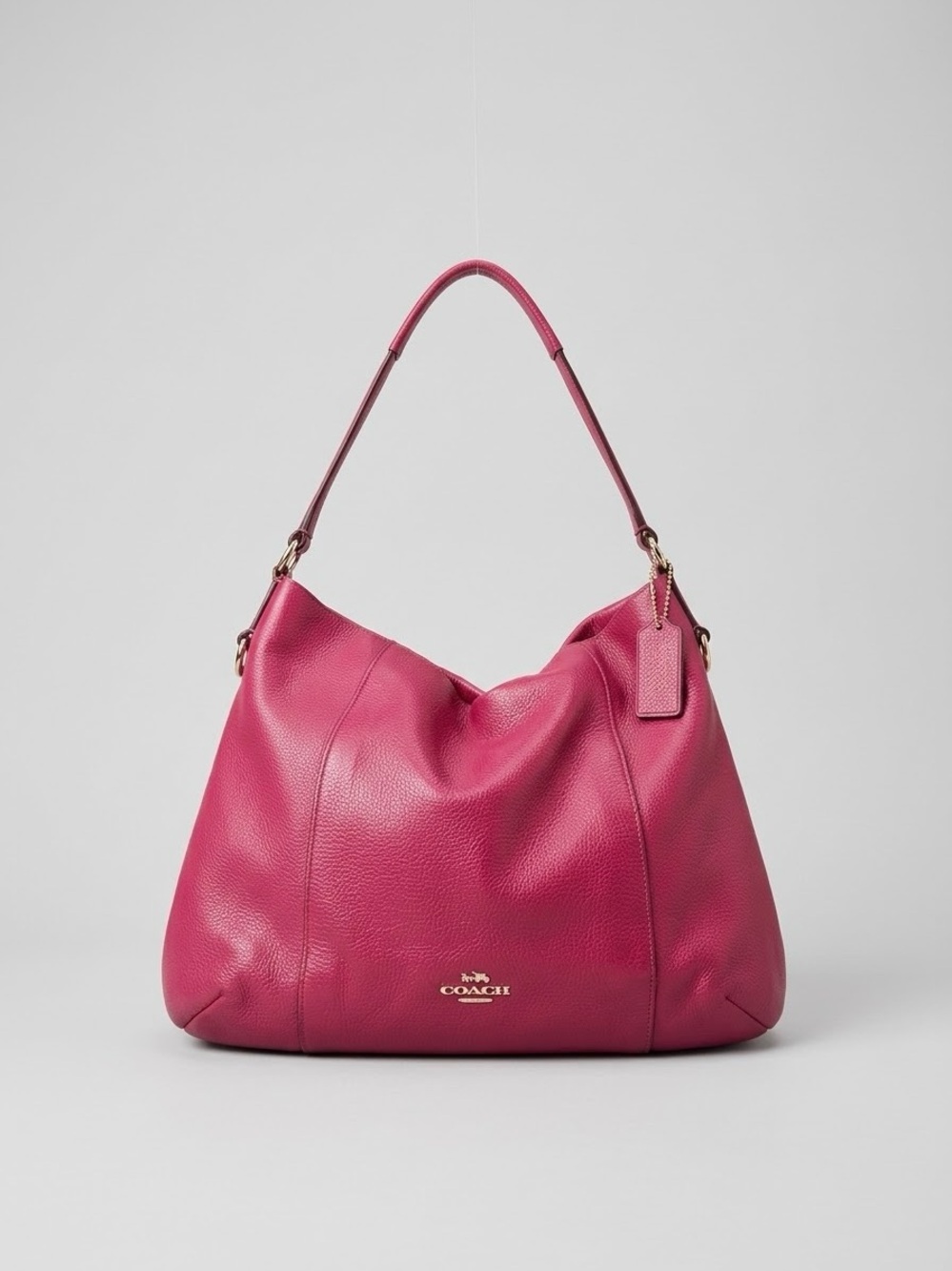 Coach Isabelle East/West Shoulder Hobo Bag F35809 Fushcia/Magenta Pink Leather